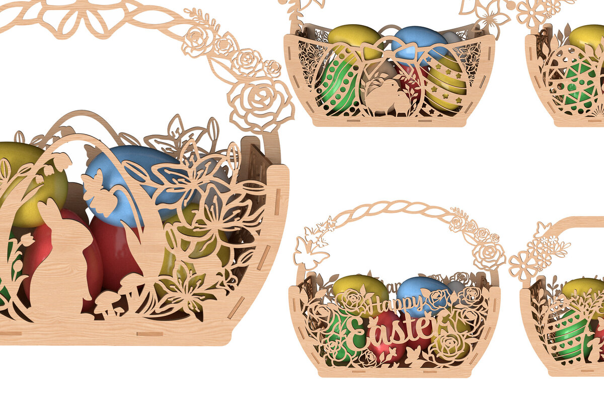 Σετ των 3 Intra απο ξύλο plywood 3mm-4mm πάχος - Πασχαλινό Καλάθι Πακέτο - Laser Cut  Δίασταση 6x6 cm INTRAFABR-116005986