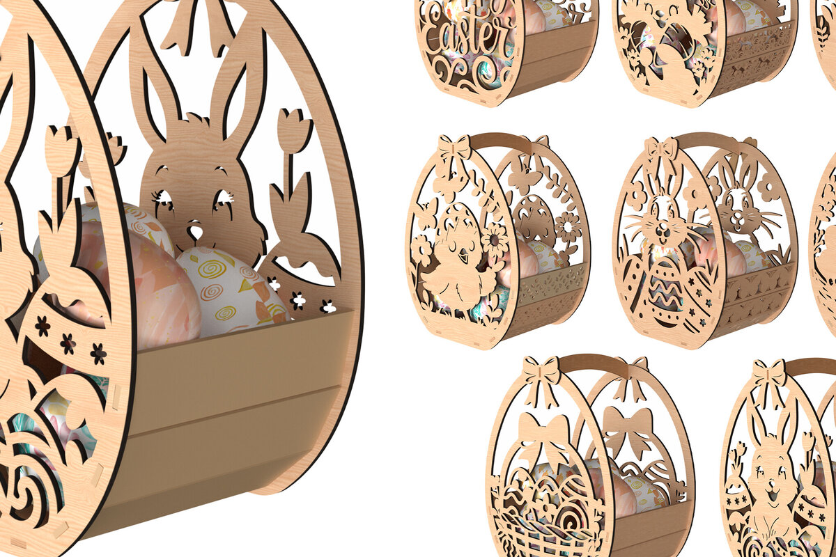 Intra απο ξύλο plywood 3mm-4mm πάχος - Πασχαλινό Καλάθι Πακέτο  Laser Cut Δίασταση 30x20 cm INTRAFABR-116207016