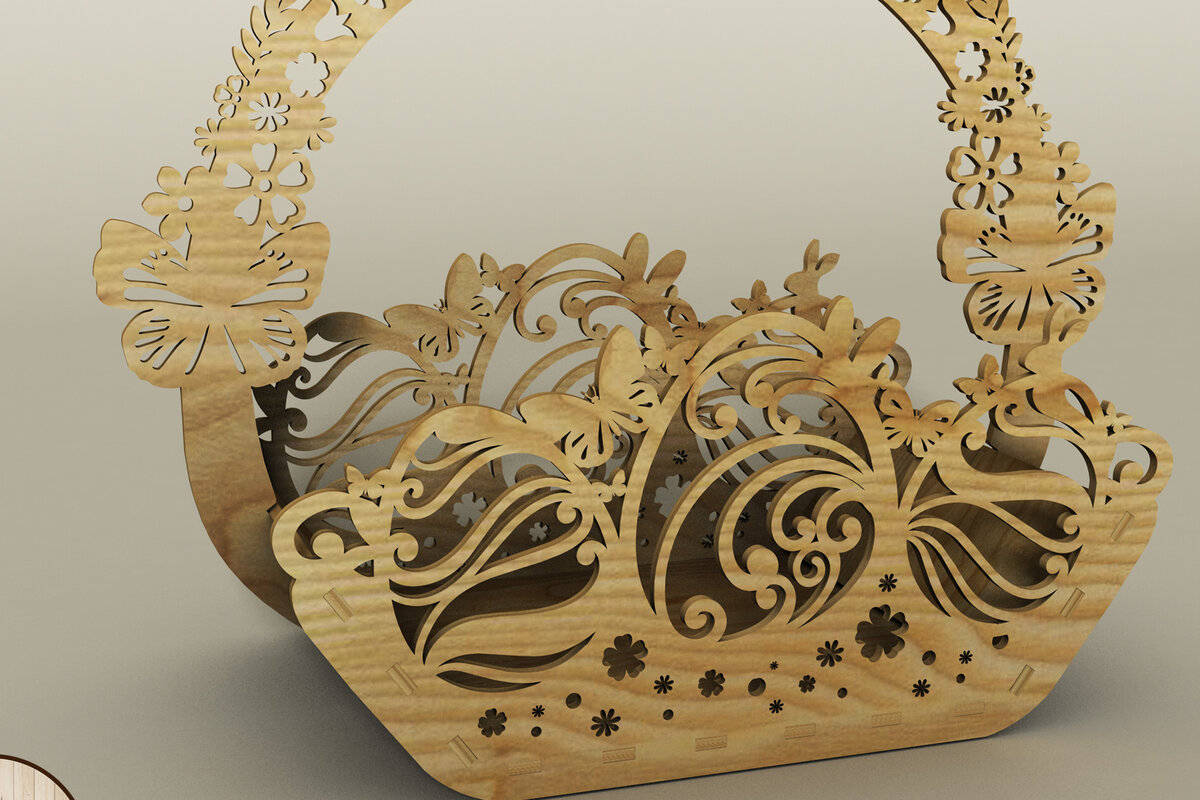 Σετ των 2 Intra απο ξύλο plywood 3mm-4mm πάχος - Πασχαλινό καλάθι, Αυγοθήκη, Πασχαλινό ντεκόρ Δίασταση 11x8 cm INTRAFABR-61997980