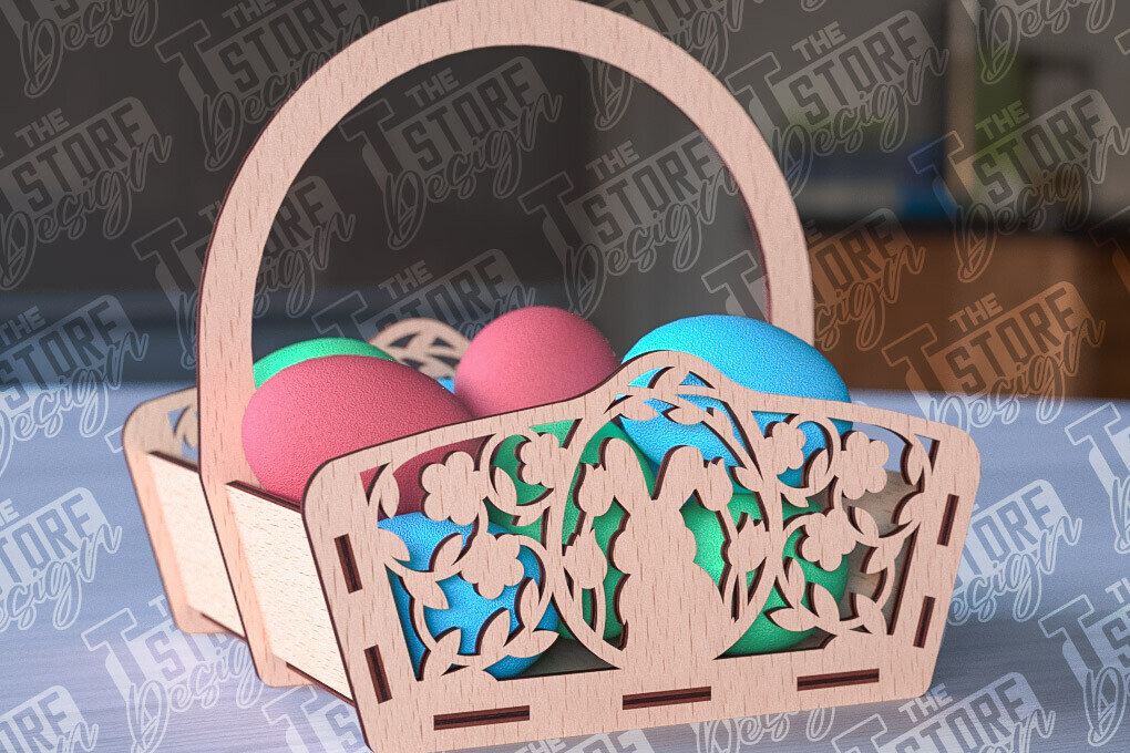 Σετ των 2 Intra απο ξύλο plywood 3mm-4mm πάχος - Πασχαλινό καλάθι Laser Cut | Καλό Πάσχα Δίασταση 15x15 cm INTRAFABR-91057148