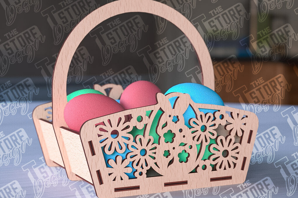 Σετ των 3 Intra απο ξύλο plywood 3mm-4mm πάχος - Πασχαλινό καλάθι Laser Cut | Καλό Πάσχα Δίασταση 15x15 cm INTRAFABR-91057152