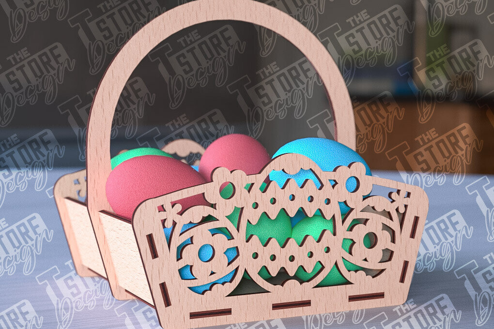 Σετ των 2 Intra απο ξύλο plywood 3mm-4mm πάχος - Πασχαλινό καλάθι Laser Cut | Καλό Πάσχα Δίασταση 15x15 cm INTRAFABR-91057161