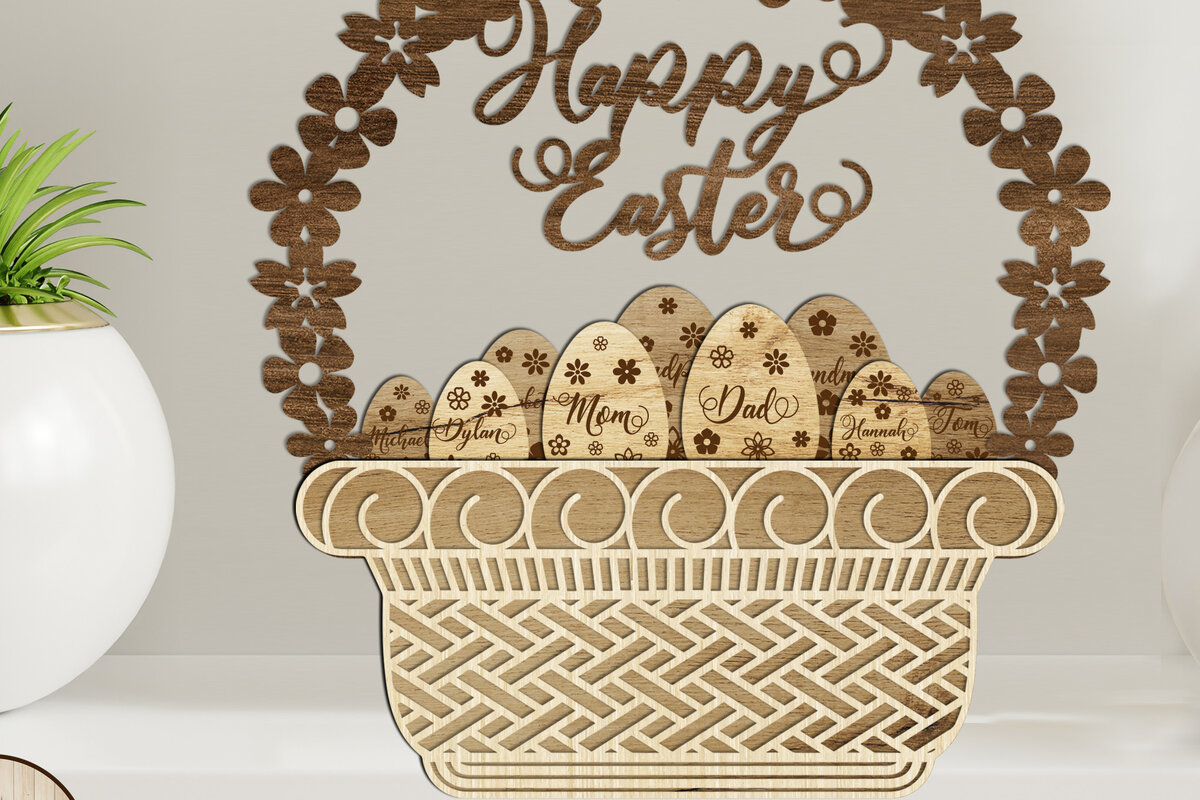 Σετ των 2 Intra απο ξύλο plywood 3mm-4mm πάχος - Πασχαλινό ΚΑΛΑΘΙ Πολυστρωματικό  κοπής με λέιζερ Δίασταση 16x17 cm INTRAFABR-25494160