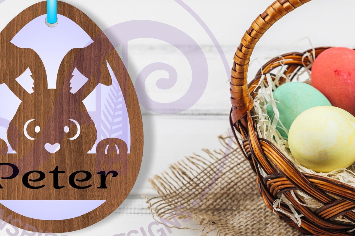 Σετ των 2 Intra απο ξύλο plywood 3mm-4mm πάχος - Ετικέτα ονόματος για το Πασχαλινό καλάθι  Laser Cut Δίασταση 15x15 cm INTRAFABR-113547444