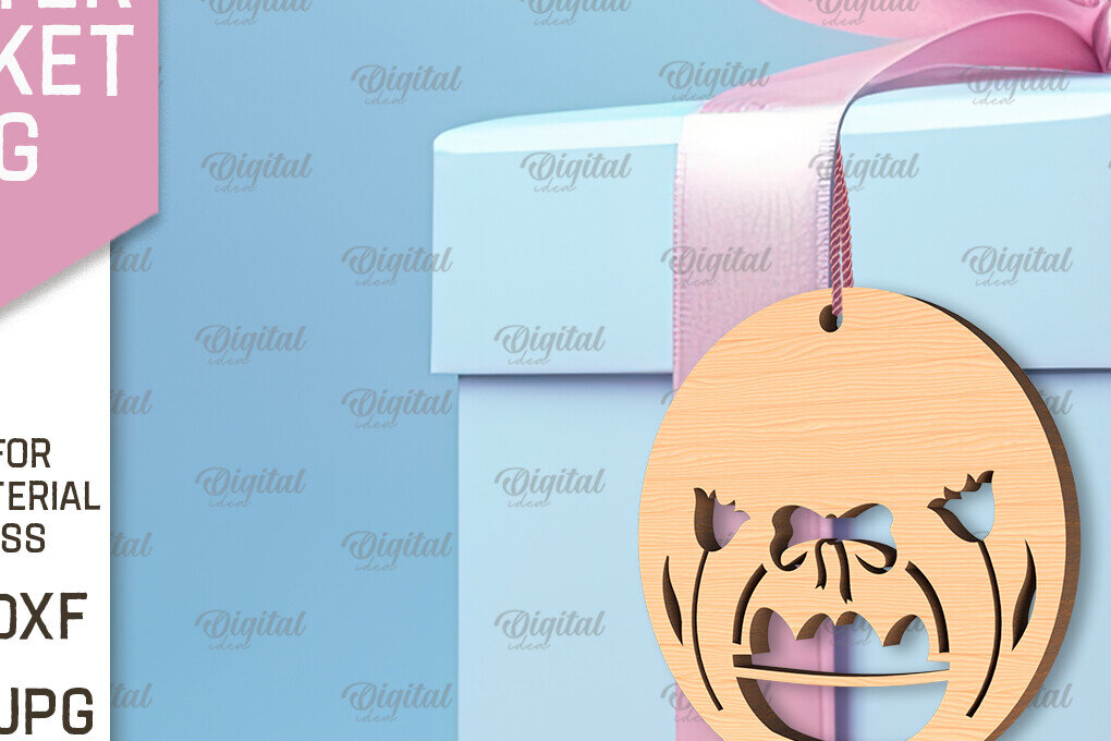 Σετ των 2 Intra απο ξύλο plywood 3mm-4mm πάχος - Πασχαλινό καλάθι Ετικέτα . Πασχαλινή  Δίασταση 15x15 cm INTRAFABR-91680578