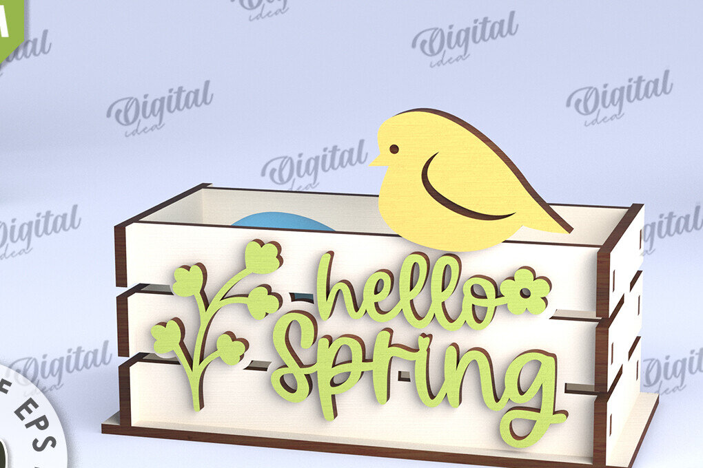 Σετ των 2 Intra απο ξύλο plywood 3mm-4mm πάχος - Πασχαλινό κουτί LaserCut. Πασχαλινό καλάθι διακόσμηση Δίασταση 15x15 cm INTRAFABR-116707756