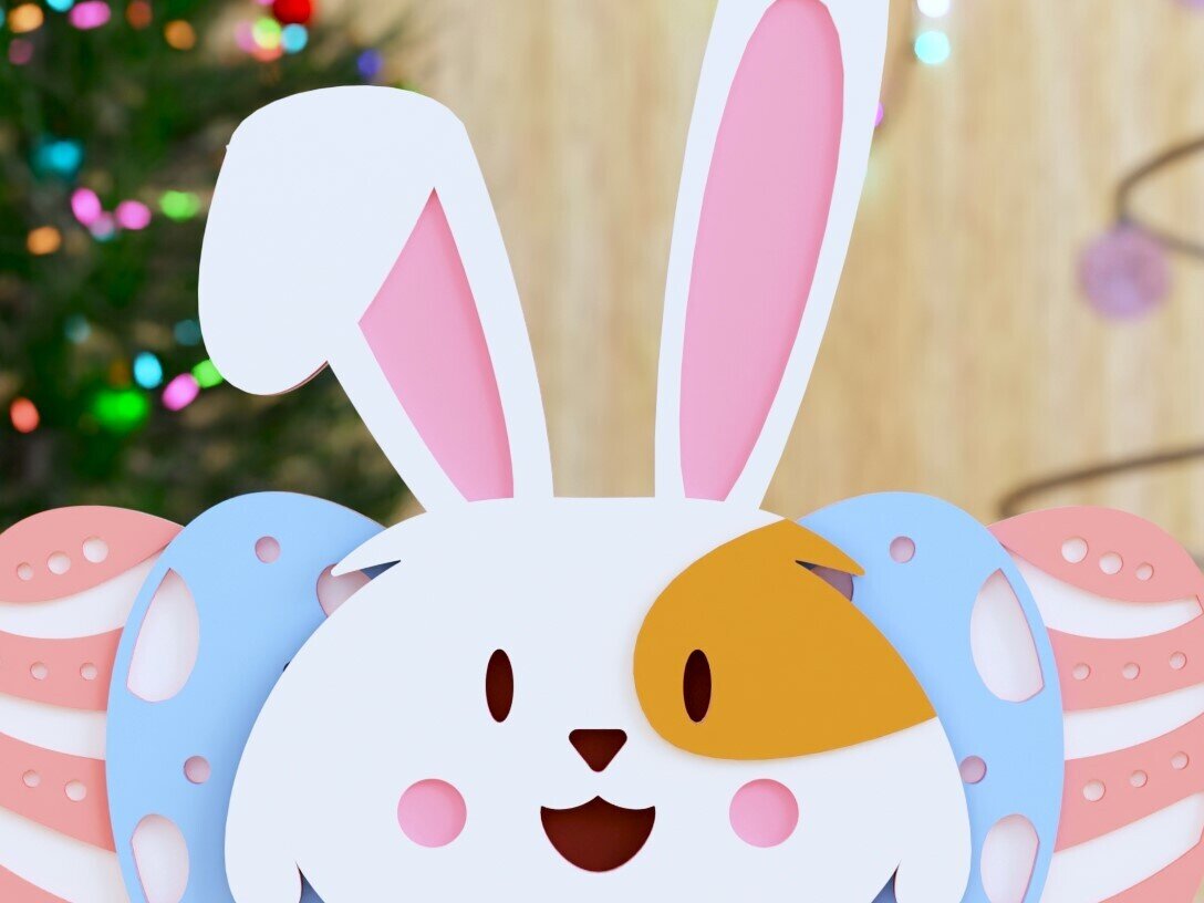 Σετ των 2 Intra απο ξύλο plywood 3mm-4mm πάχος - Easter Bunny 3D  Laser Cut Crafting Δίασταση 20x25 cm INTRAFABR-93579883