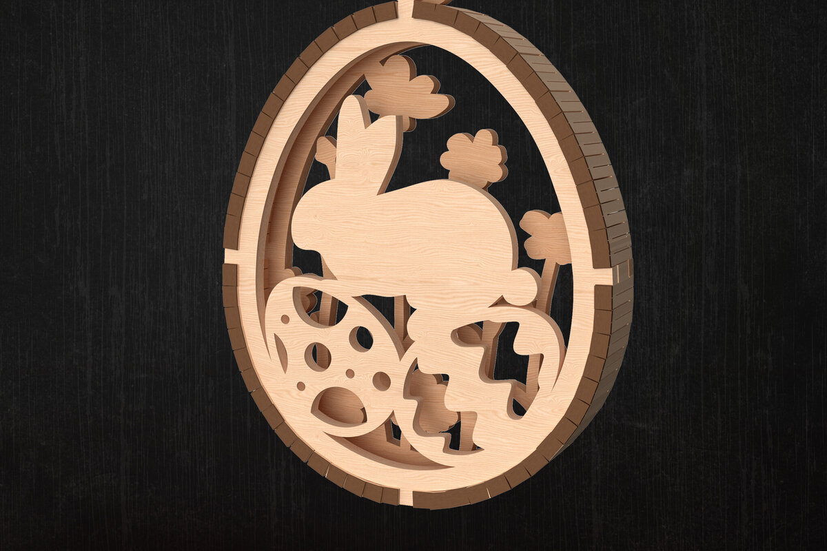 Σετ των 3 Intra απο ξύλο plywood 3mm-4mm πάχος - Πασχαλινό στολίδι με λαγουδάκι και αυγό  Δίασταση 6x6 cm INTRAFABR-114078087