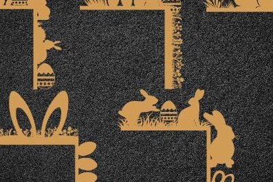 Σετ των 2 Intra απο ξύλο plywood 3mm-4mm πάχος - Πασχαλινό λαγουδάκι γωνιακή πόρτα με λέιζερ Δίασταση 15x15 cm INTRAFABR-114084370