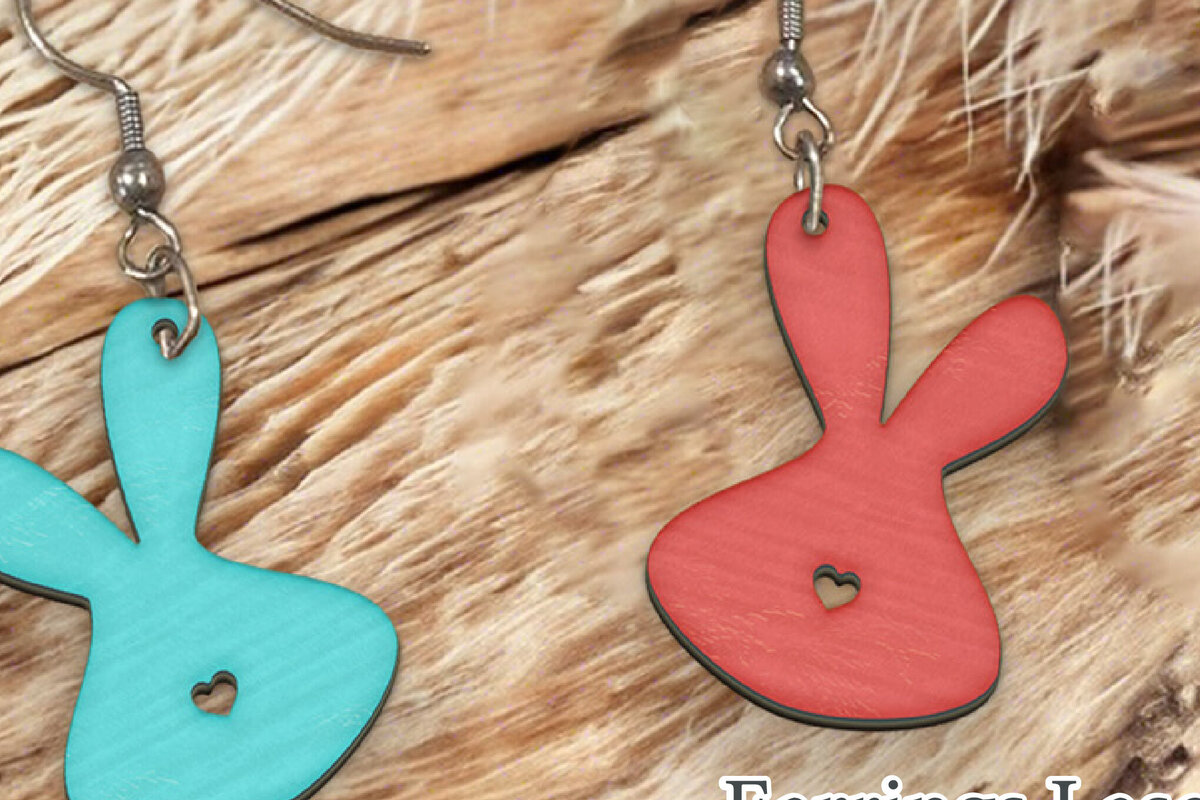 Σετ των 3 Intra απο ξύλο plywood 3mm-4mm πάχος - Πασχαλινά σκουλαρίκια λαγουδάκι με λέιζερ. Δίασταση 3x3 cm INTRAFABR-114626992