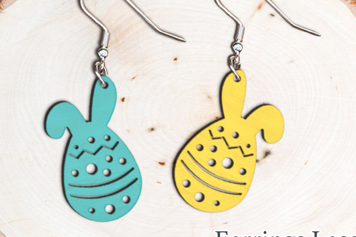 Σετ των 3 Intra απο ξύλο plywood 3mm-4mm πάχος - Πασχαλινά σκουλαρίκια λαγουδάκι με λέιζερ. Δίασταση 3x3 cm INTRAFABR-114703737