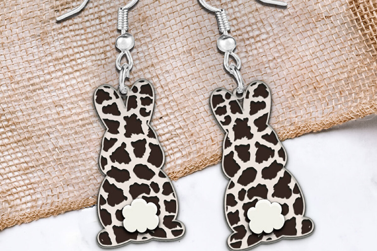 Σετ των 3 Intra απο ξύλο plywood 3mm-4mm πάχος - Πασχαλινά σκουλαρίκια λαγουδάκι με λέιζερ. Δίασταση 3x3 cm INTRAFABR-111835199