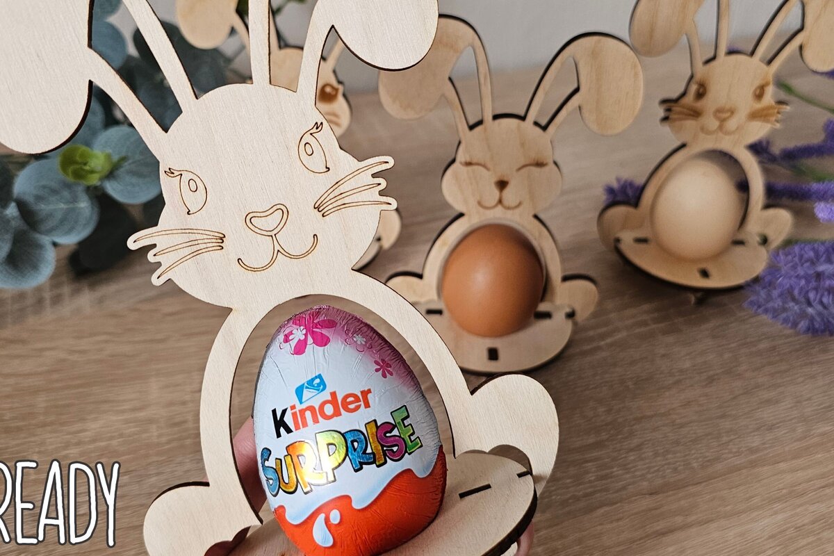 Σετ των 3 Intra απο ξύλο plywood 3mm-4mm πάχος - Πασχαλινό Μπάνι Αυγοθήκη , Laser Cut F Δίασταση 4x4 cm INTRAFABR-117012517