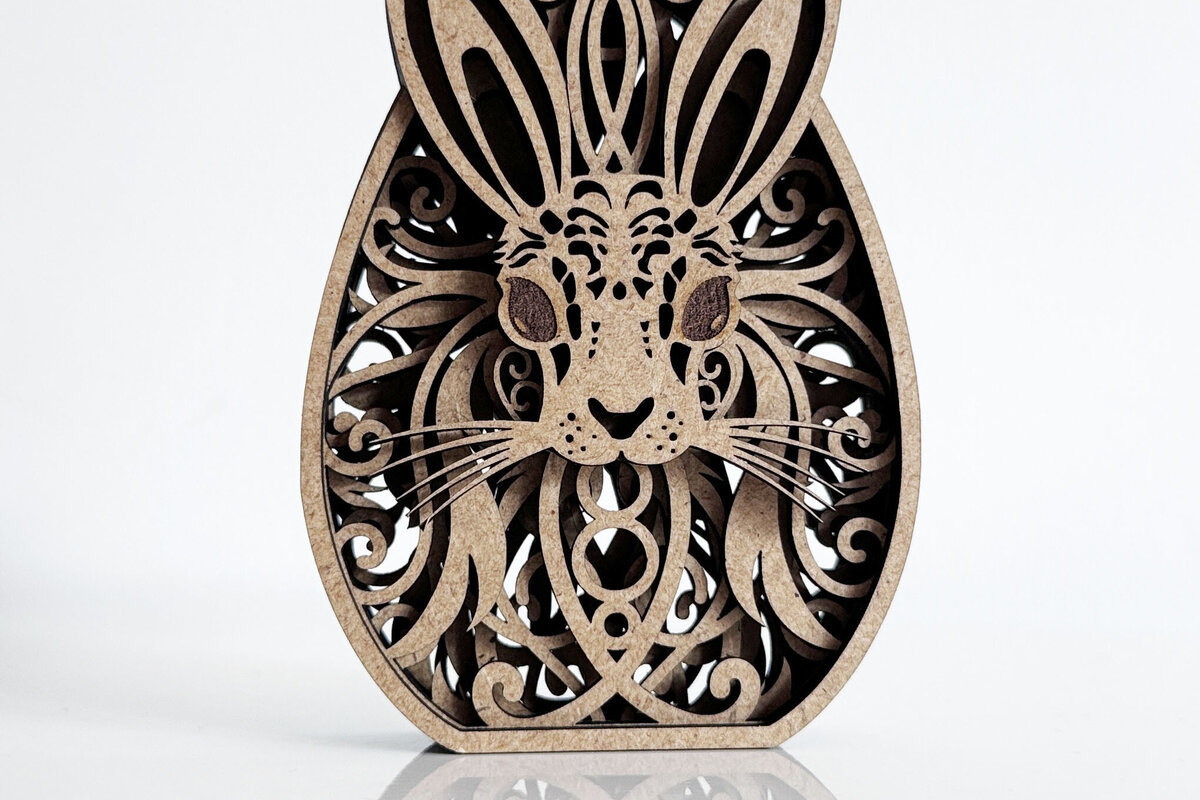 Σετ των 3 Intra απο ξύλο plywood 3mm-4mm πάχος - Πασχαλινό αυγό λαγουδάκι, πολυστρωματικό κομμένο  Δίασταση 5x4 cm INTRAFABR-88765672