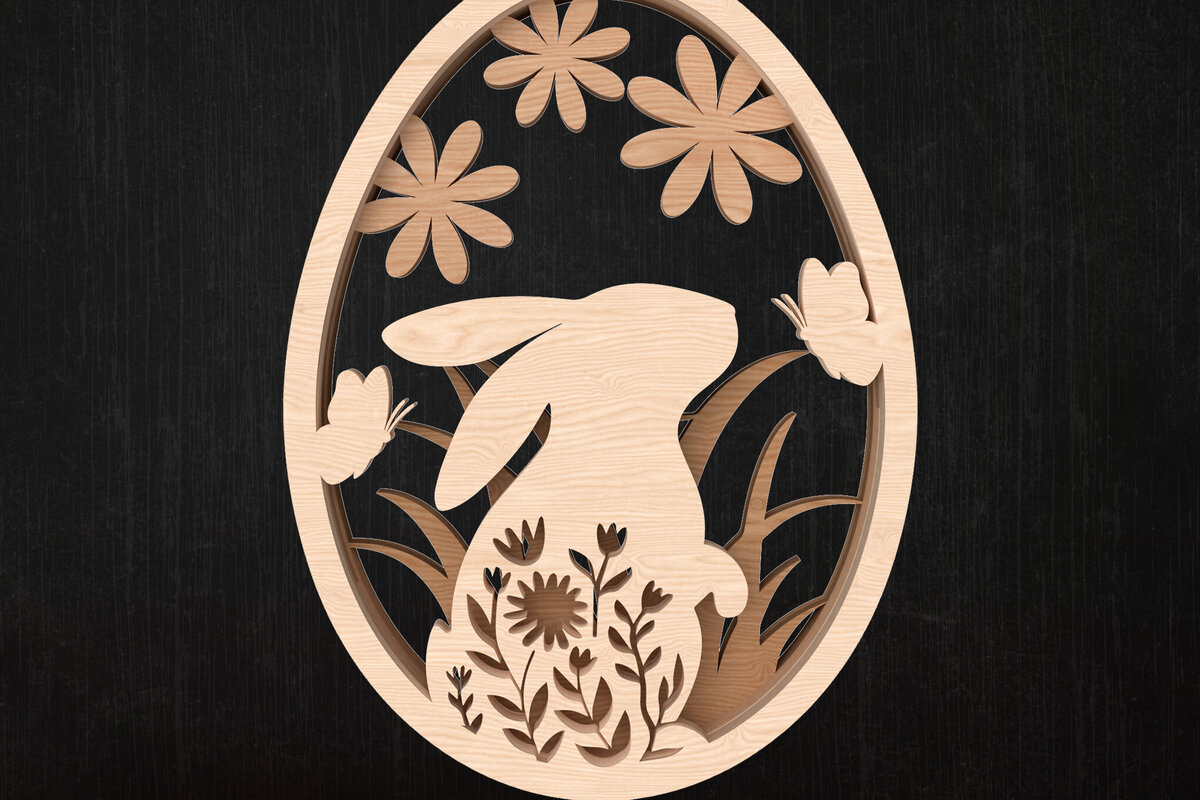 Σετ των 3 Intra απο ξύλο plywood 3mm-4mm πάχος - Πασχαλινό λουλουδάτο στολίδι με λέιζερ Δίασταση 6x6 cm INTRAFABR-113447706