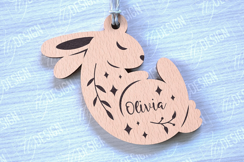 Σετ των 2 Intra απο ξύλο plywood 3mm-4mm πάχος - με ετικέτα δώρου Πάσχα Λαγουδάκι Δίασταση 15x15 cm INTRAFABR-89178600