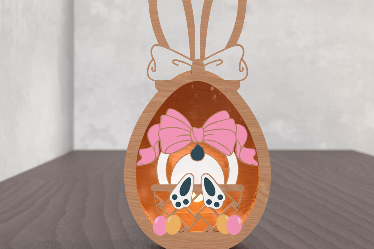 Σετ των 2 Intra απο ξύλο plywood 3mm-4mm πάχος -   Easter Bunny Glow Lantern Δίασταση 15x15 cm INTRAFABR-118559506