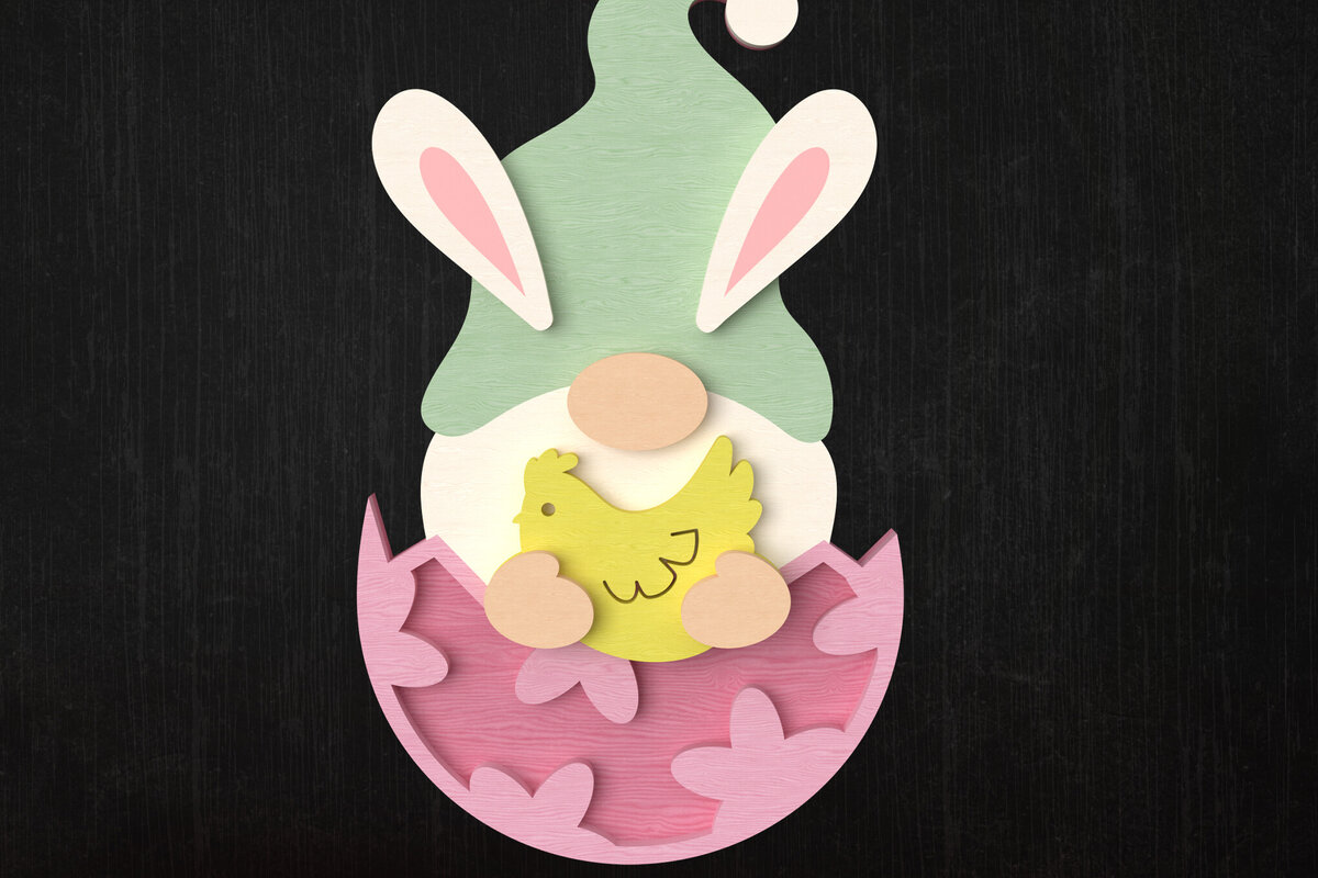 Intra απο ξύλο plywood 3mm-4mm πάχος - Πασχαλινό λαγουδάκι με το Chick  Δίασταση 30x20 cm INTRAFABR-116142739