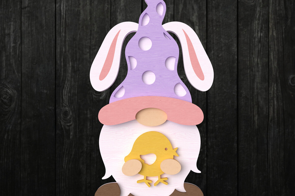 Σετ των 2 Intra απο ξύλο plywood 3mm-4mm πάχος - Πασχαλινό λαγουδάκι με το Chick  Δίασταση 30x20 cm INTRAFABR-115771783