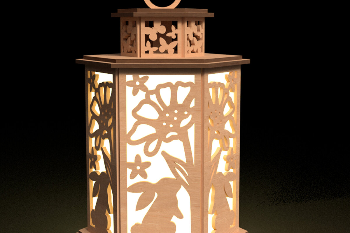 Σετ των 2 Intra απο ξύλο plywood 3mm-4mm πάχος - Easter Bunny Laser Cut Laser  Δίασταση 15x15 cm INTRAFABR-115570401