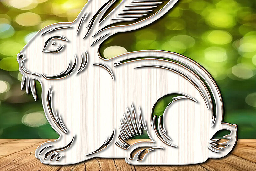 Σετ των 3 Intra απο ξύλο plywood 3mm-4mm πάχος -  σχεδίασης Easter Bunny Laser-Cut Δίασταση 6x6 cm INTRAFABR-117490612