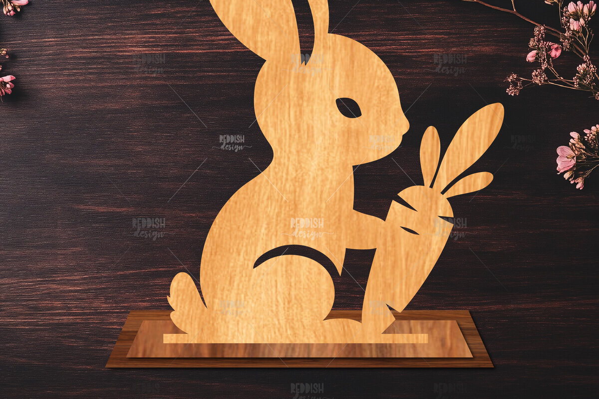 Σετ των 2 Intra απο ξύλο plywood 3mm-4mm πάχος - Στάση κοπής με λέιζερ Easter Bunny  Δίασταση 15x15 cm INTRAFABR-116621413