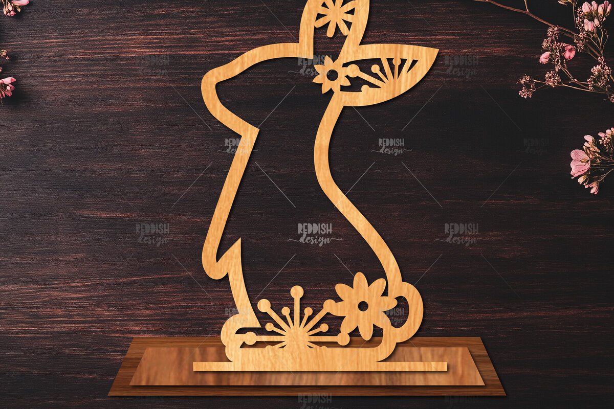 Σετ των 2 Intra απο ξύλο plywood 3mm-4mm πάχος - Στάση κοπής με λέιζερ Easter Bunny  Δίασταση 15x15 cm INTRAFABR-116584039