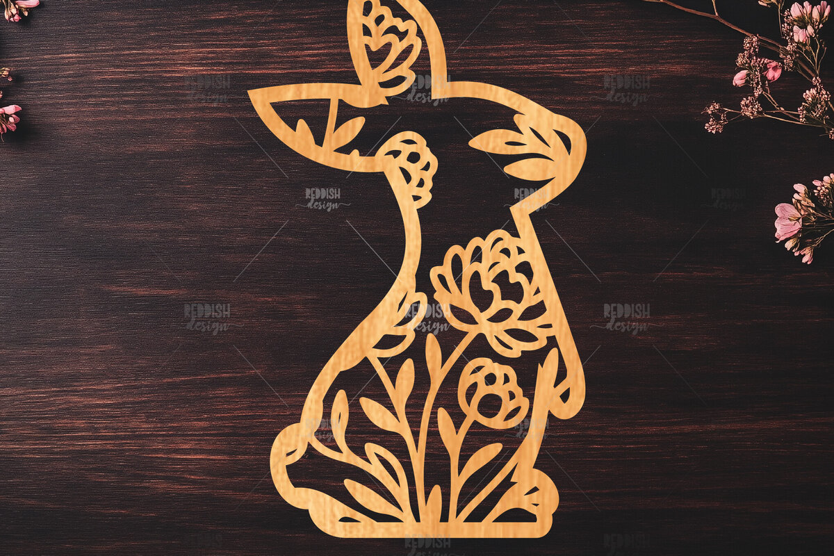 Σετ των 2 Intra απο ξύλο plywood 3mm-4mm πάχος - Easter Bunny Laser Cut  Δίασταση 15x15 cm INTRAFABR-116668663