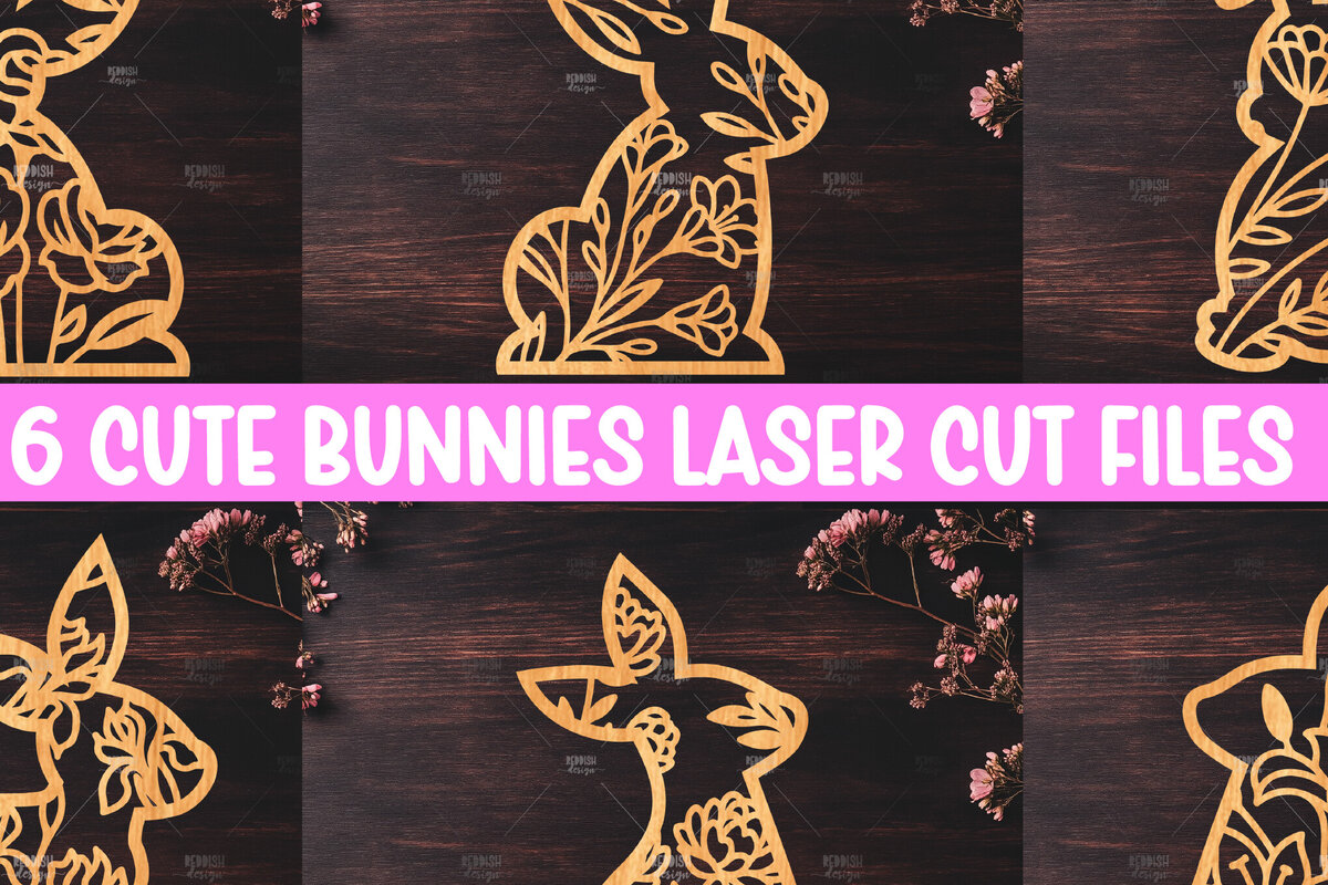 Σετ των 2 Intra απο ξύλο plywood 3mm-4mm πάχος - Easter Bunny Laser Cut  Δίασταση 15x15 cm INTRAFABR-116668721