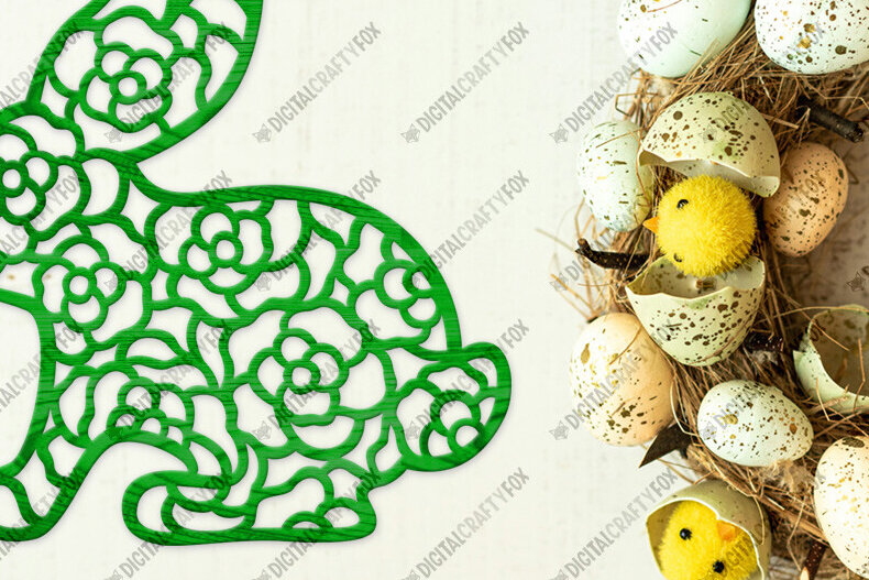 Σετ των 3 Intra απο ξύλο plywood 3mm-4mm πάχος - Easter Bunny, Floral Bunny  Δίασταση 6x6 cm INTRAFABR-115642118