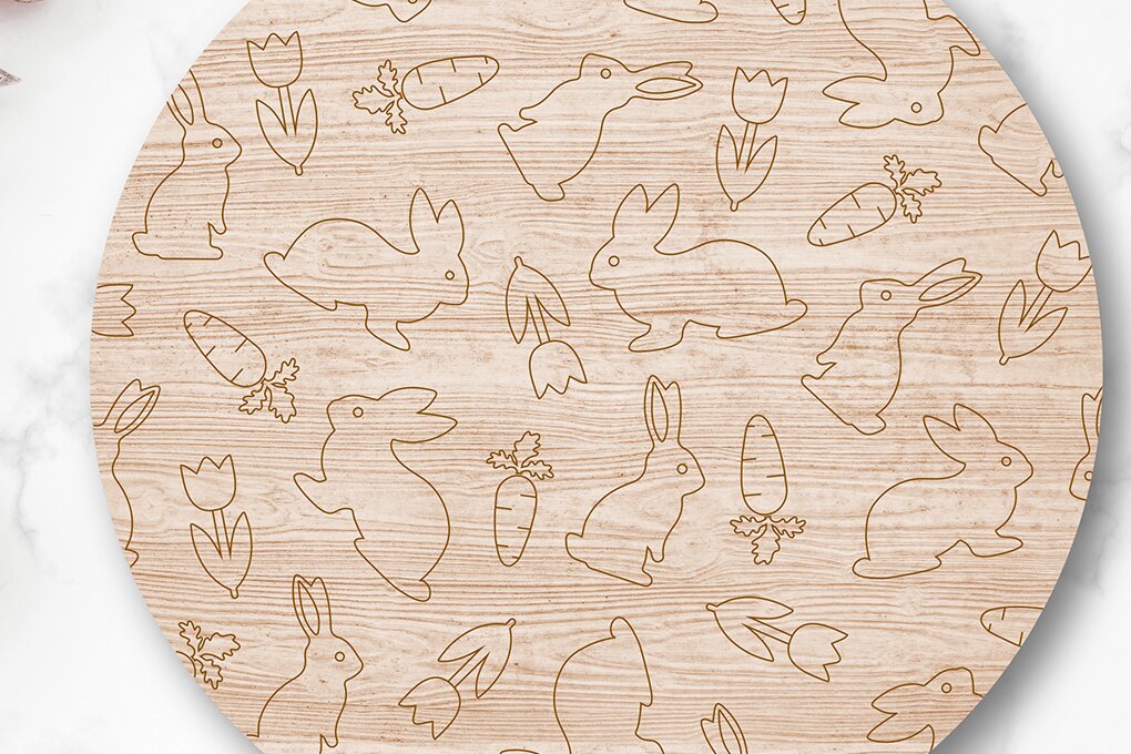 Σετ των 2 Intra απο ξύλο plywood 3mm-4mm πάχος - Πασχαλινό λαγουδάκι λέιζερ μοτίβο βαθμολογίας  Δίασταση 20x20 cm INTRAFABR-117300264