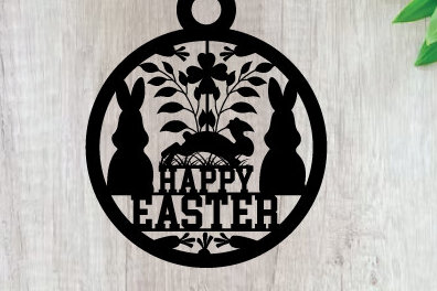 Intra απο ξύλο plywood 3mm-4mm πάχος - Easter Bunny Metal Sing Laser Sing  Δίασταση 40x50 cm INTRAFABR-92275010