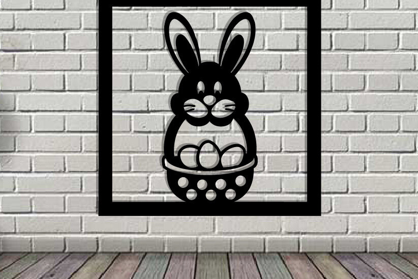 Intra απο ξύλο plywood 3mm-4mm πάχος - Easter Bunny Μεταλλική Τέχνη τοίχου με λέιζερ Δίασταση 40x50 cm INTRAFABR-116939170