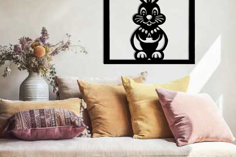 Intra απο ξύλο plywood 3mm-4mm πάχος - Easter Bunny Μεταλλική Τέχνη τοίχου με λέιζερ Δίασταση 40x50 cm INTRAFABR-116940473