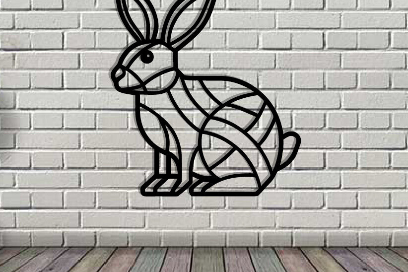 Intra απο ξύλο plywood 3mm-4mm πάχος - Easter Bunny Μεταλλική Τέχνη τοίχου με λέιζερ Δίασταση 40x50 cm INTRAFABR-116855801