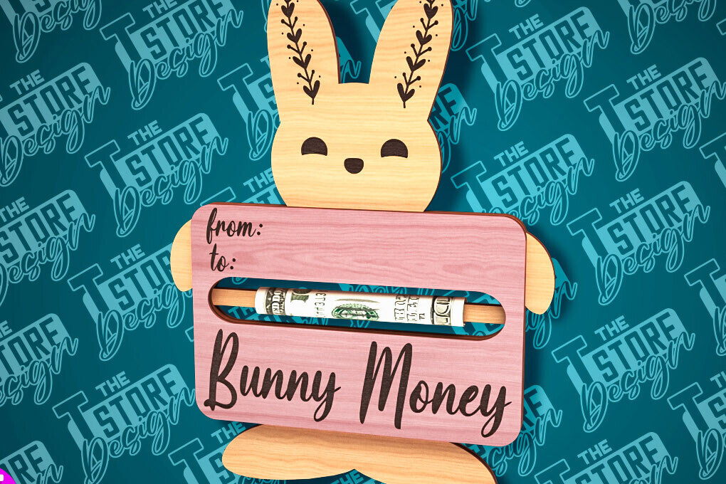 Σετ των 3 Intra απο ξύλο plywood 3mm-4mm πάχος - Easter Bunny Money Holder Laser Cut |CNC Δίασταση 15x15 cm INTRAFABR-89113379
