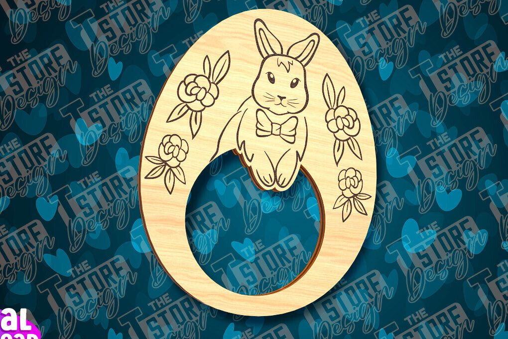 Σετ των 2 Intra απο ξύλο plywood 3mm-4mm πάχος - Πασχαλινά δαχτυλίδια χαρτοπετσέτας με λέιζερ Δίασταση 15x15 cm INTRAFABR-90511272