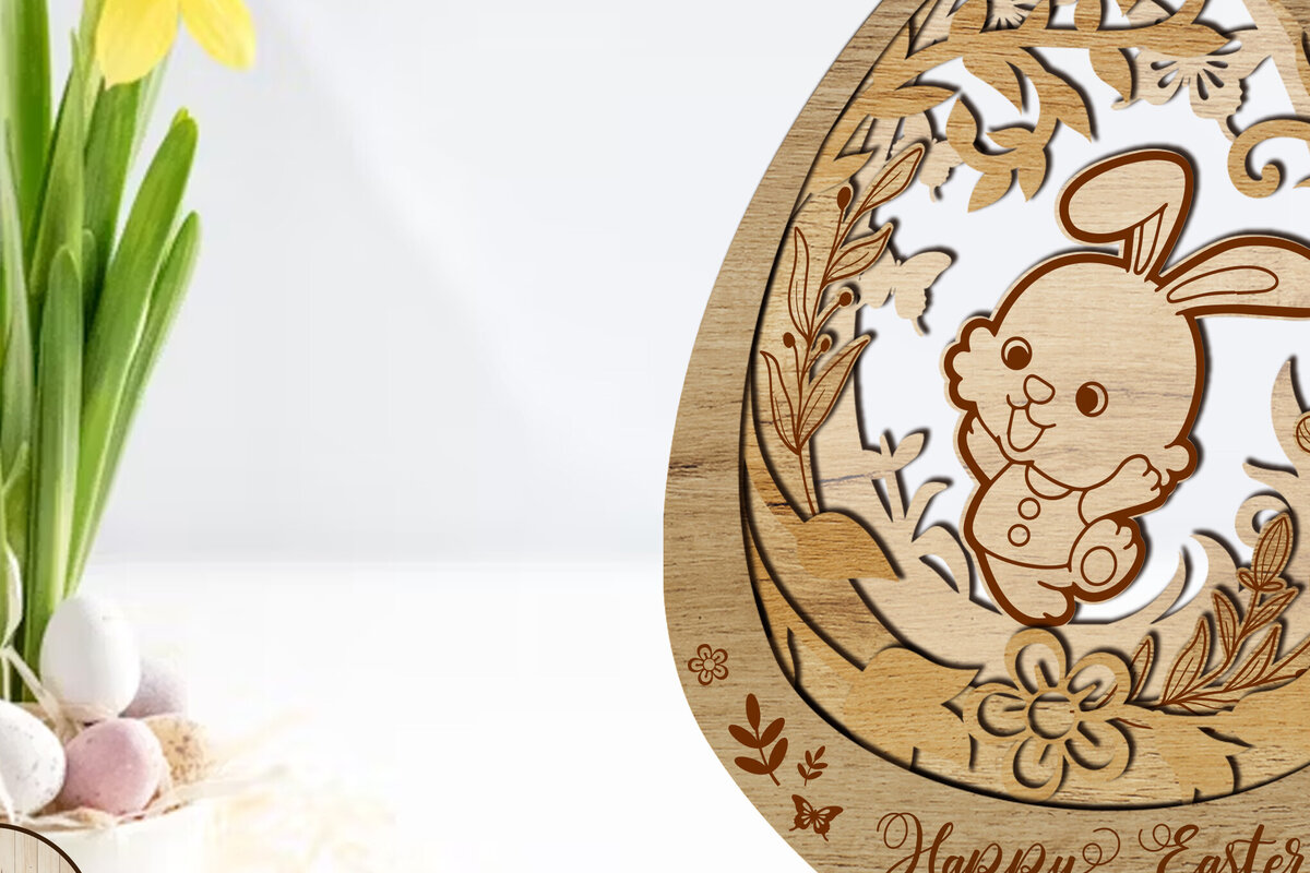 Σετ των 3 Intra απο ξύλο plywood 3mm-4mm πάχος - Πασχαλινό λαγουδάκι στολίδι, Διακόσμηση σπιτιού Δίασταση 5x6 cm INTRAFABR-87538333