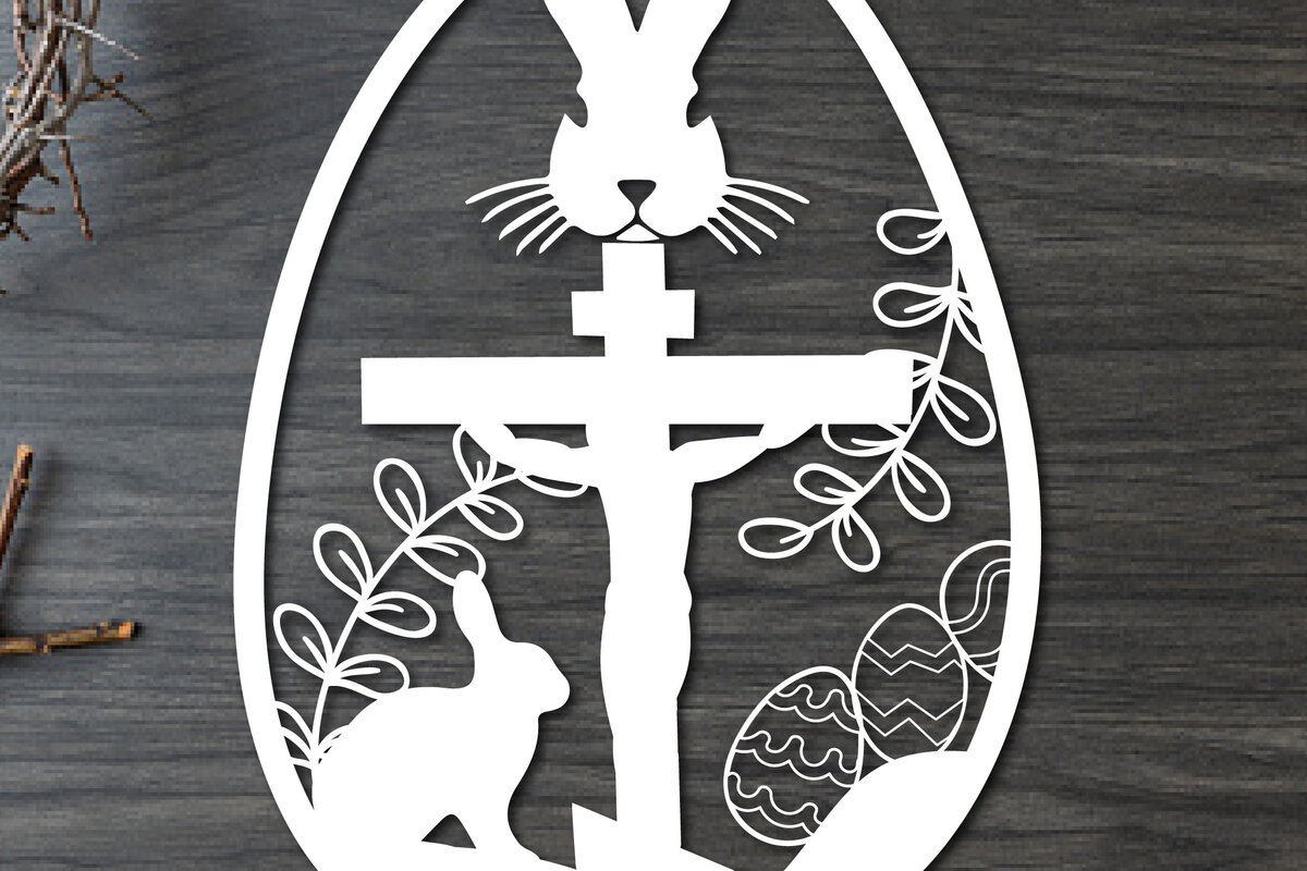 Σετ των 2 Intra απο ξύλο plywood 3mm-4mm πάχος - Πασχαλινό λαγουδάκι Paper Cut  Δίασταση 15x15 cm INTRAFABR-25937951