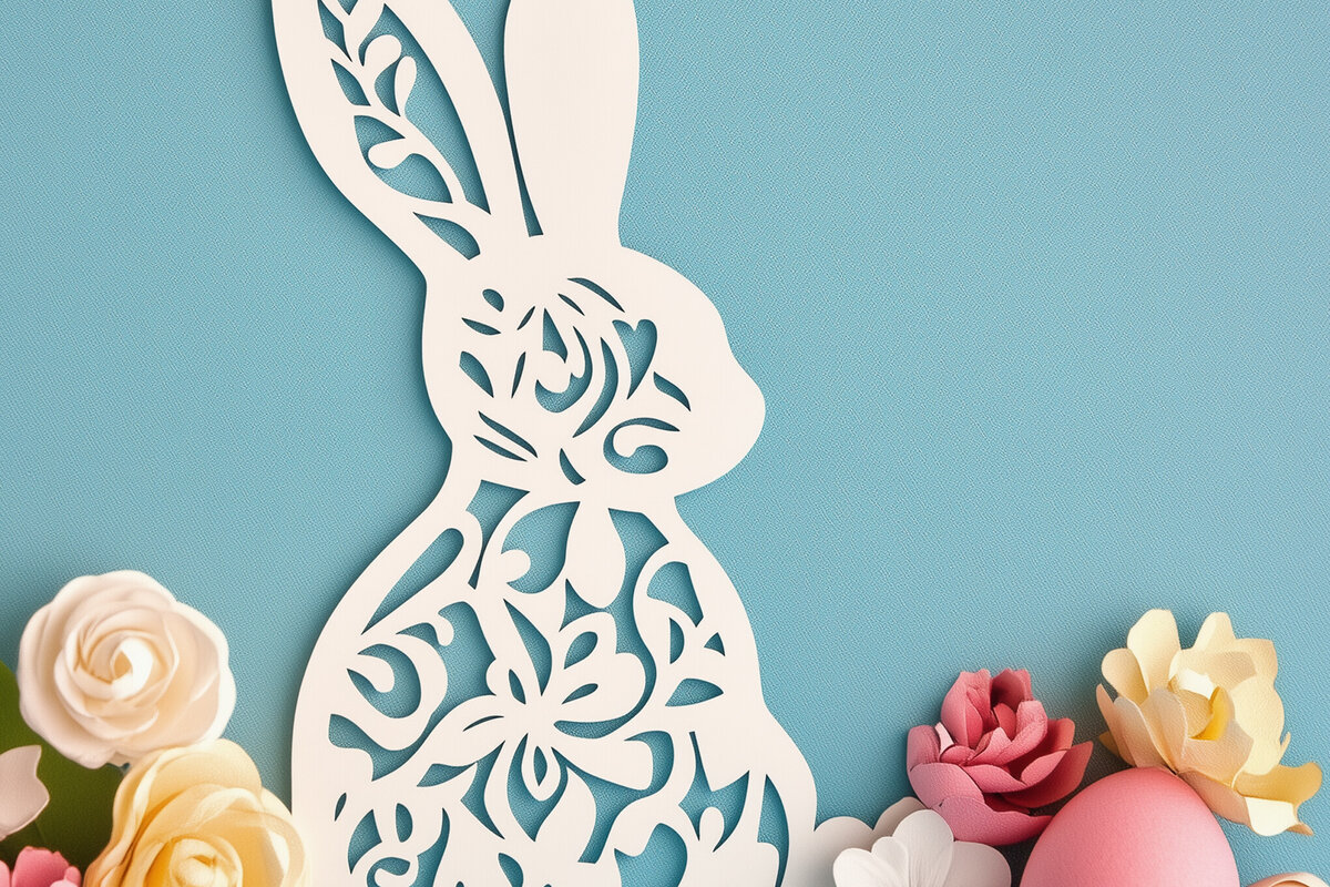 Σετ των 3 Intra απο ξύλο plywood 3mm-4mm πάχος - Πασχαλινό λαγουδάκι Paper Cut  Cut  Δίασταση 4x4 cm INTRAFABR-115507071