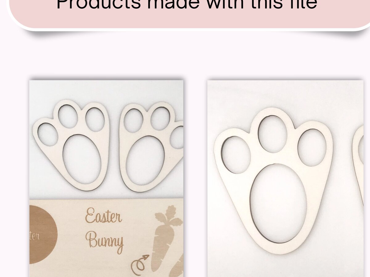 Σετ των 2 Intra απο ξύλο plywood 3mm-4mm πάχος - Στένσιλ Πασχαλινών ποδιών με πατούσες λαγουδάκι  Δίασταση 15x15 cm INTRAFABR-119828637