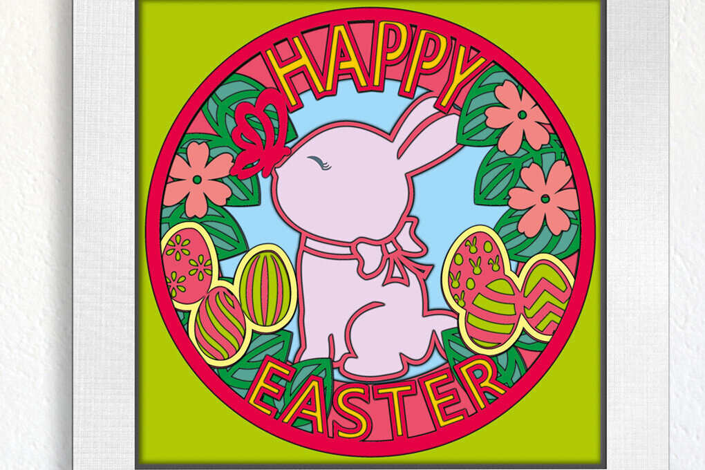 Σετ των 2 Intra απο ξύλο plywood 3mm-4mm πάχος - Σιλουέτα κρικετών Shadowbox Easter Bunny Δίασταση 15x15 cm INTRAFABR-103587593