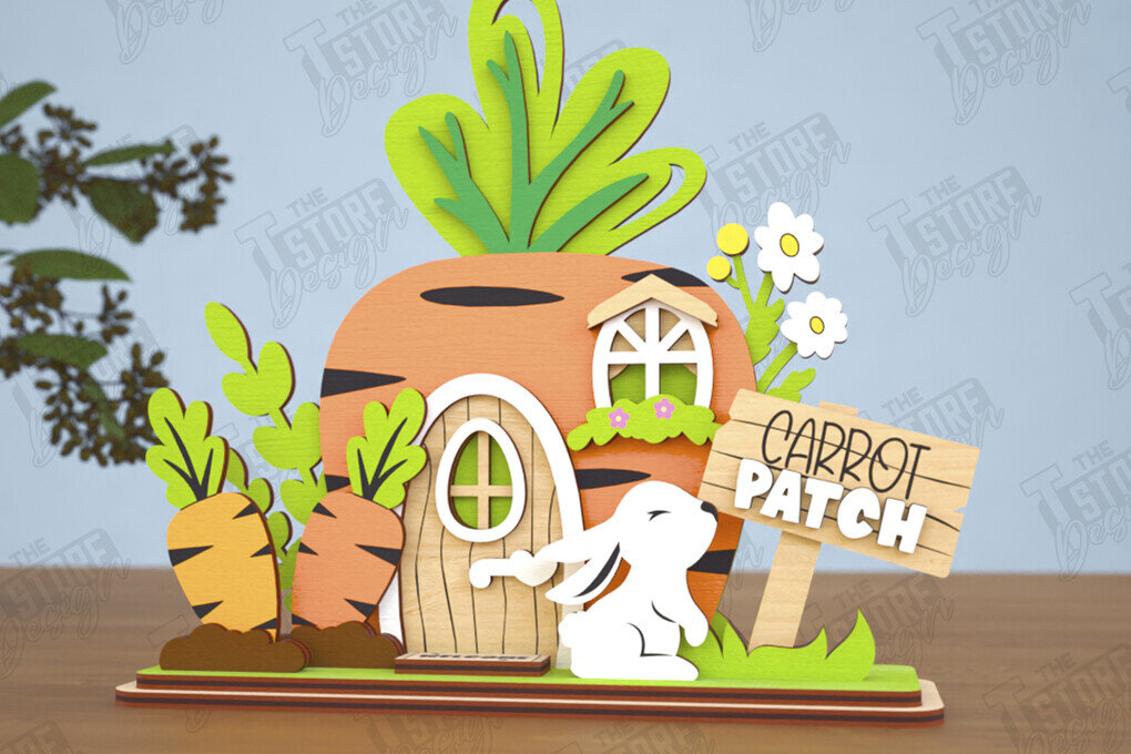 Σετ των 2 Intra απο ξύλο plywood 3mm-4mm πάχος - Πασχαλινό λαγουδάκι Standing House|Διακόσμηση Πάσχας Δίασταση 15x15 cm INTRAFABR-116407200