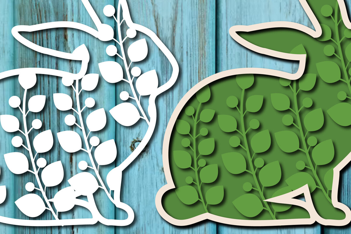 Σετ των 2 Intra απο ξύλο plywood 3mm-4mm πάχος - Easter Bunny , Layer Paper Cut  Δίασταση 15x15 cm INTRAFABR-26003962