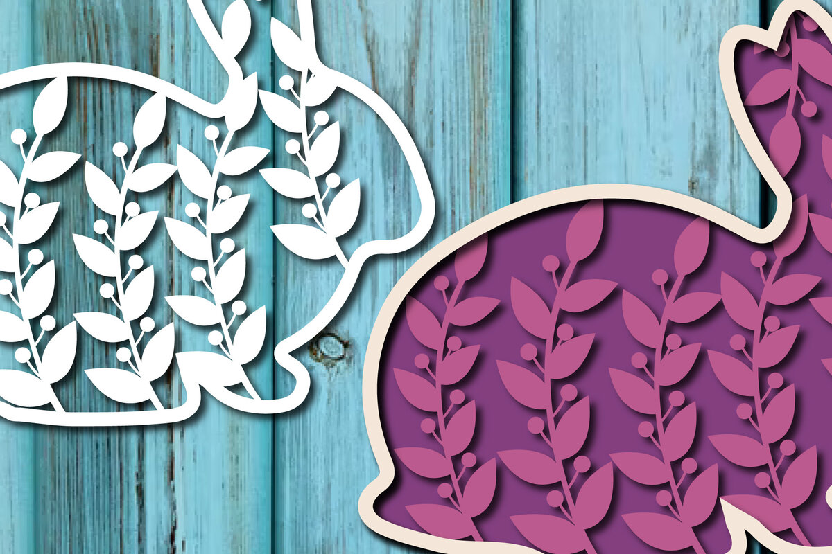 Σετ των 2 Intra απο ξύλο plywood 3mm-4mm πάχος - Easter Bunny , Layer Paper Cut  Δίασταση 15x15 cm INTRAFABR-26004325