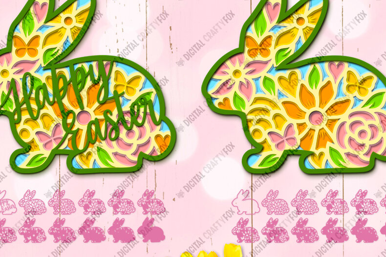 Intra απο ξύλο plywood 3mm-4mm πάχος - Πασχαλινό λαγουδάκι , 3D λαγουδάκι, λαγουδάκι λουλουδιών Δίασταση 3600x3600 cm INTRAFABR-25792073