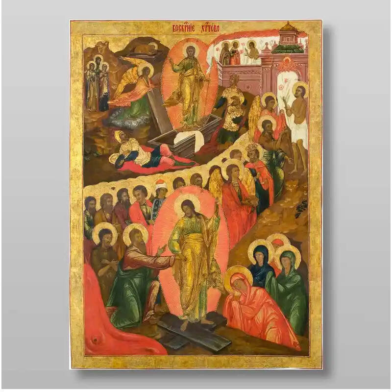 Σετ των 2 Εικόνα Ορθοδοξίας με περίγραμμα χρυσό σε ξύλο Φλαμουρίας  με  βάση Ανάσταση Χριστού. Το Harrowing of Hades Χειροποίητη Ελληνορθόδοξη , Κρεμαστή πλάκα βυζαντινής τέχνης, χριστιανική τέχνη Διάσταση 15x11 cm (5,9 x 4,3 ίντσες) INTRAEK-2954