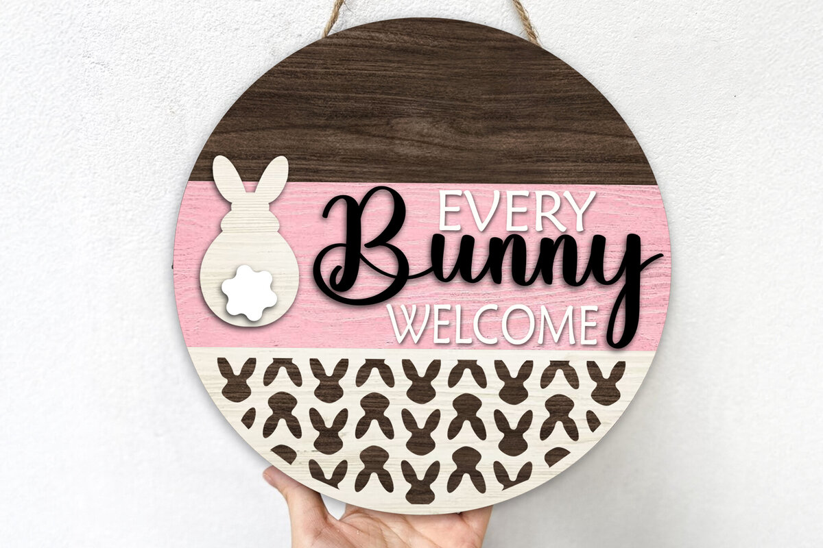 Σετ των 3 Intra απο ξύλο plywood 3mm-4mm πάχος - Easter Bunny Welcome Laser Cut Δίασταση 6x6 cm INTRAFABR-115494398