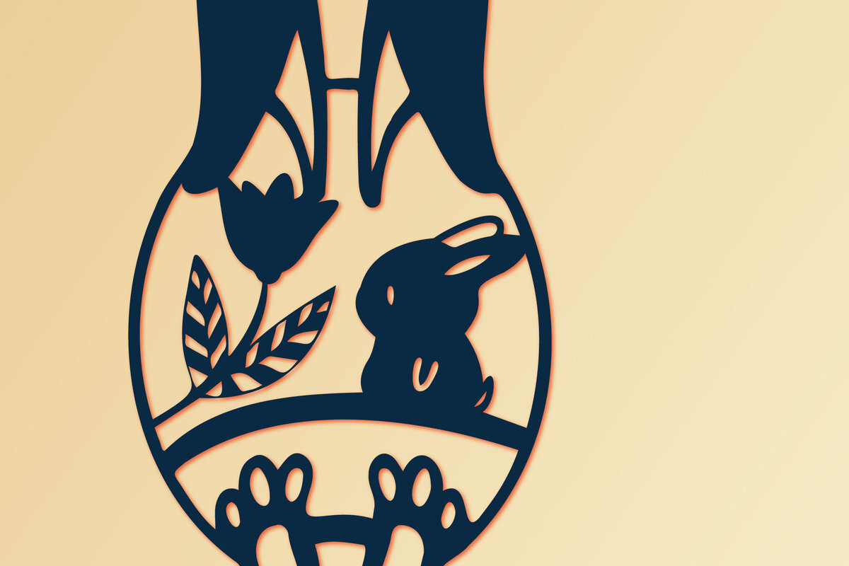 Σετ των 2 Intra απο ξύλο plywood 3mm-4mm πάχος - Πασχαλινό λαγουδάκι με κομμένο   αυγού Δίασταση 15x15 cm INTRAFABR-116724618