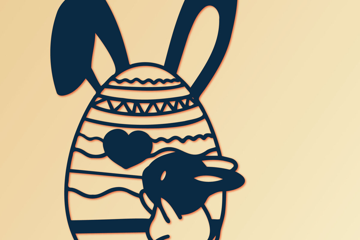 Σετ των 2 Intra απο ξύλο plywood 3mm-4mm πάχος - Πασχαλινό λαγουδάκι με κομμένο   αυγού Δίασταση 15x15 cm INTRAFABR-116724010